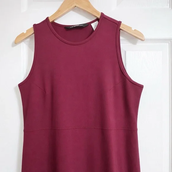 L.L. Bean Traveler Knit Sleeveless Dress Burgundy Small Petite SP Side Slit - Picture 4 of 9